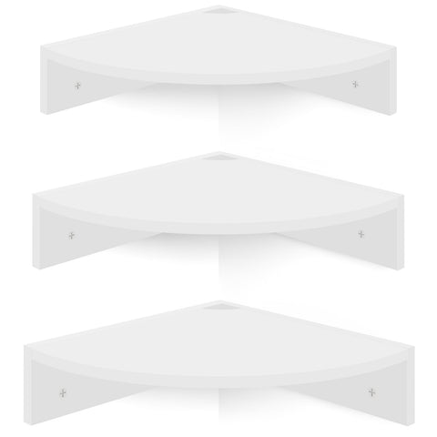 Homode set of three white floating corner shelves for stylish storage