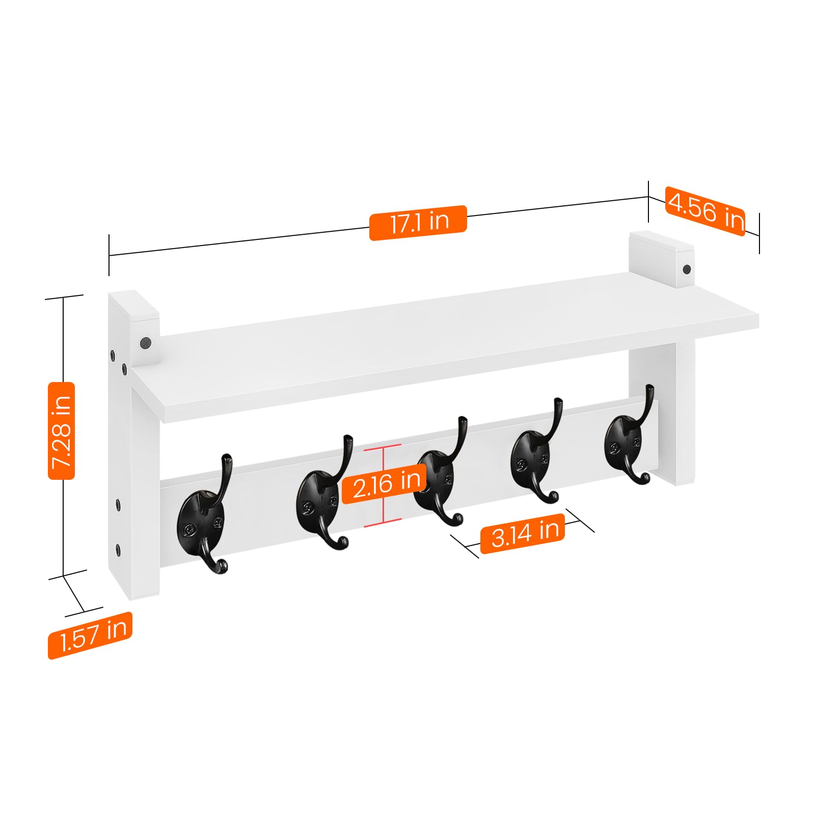 Homode organized entryway for backpacks and hats using wall shelf and hooks