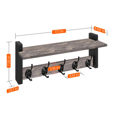 Homode rustic grey finish wall rack adds charm.