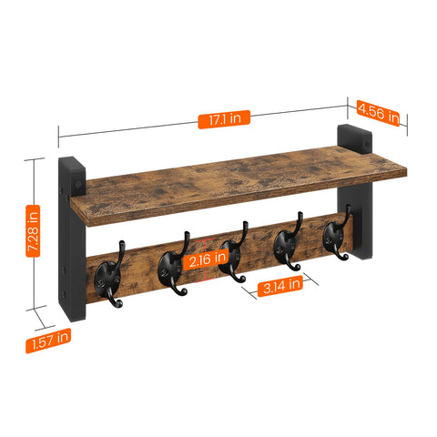 Homode wall hooks with shelf organized entryway and decor