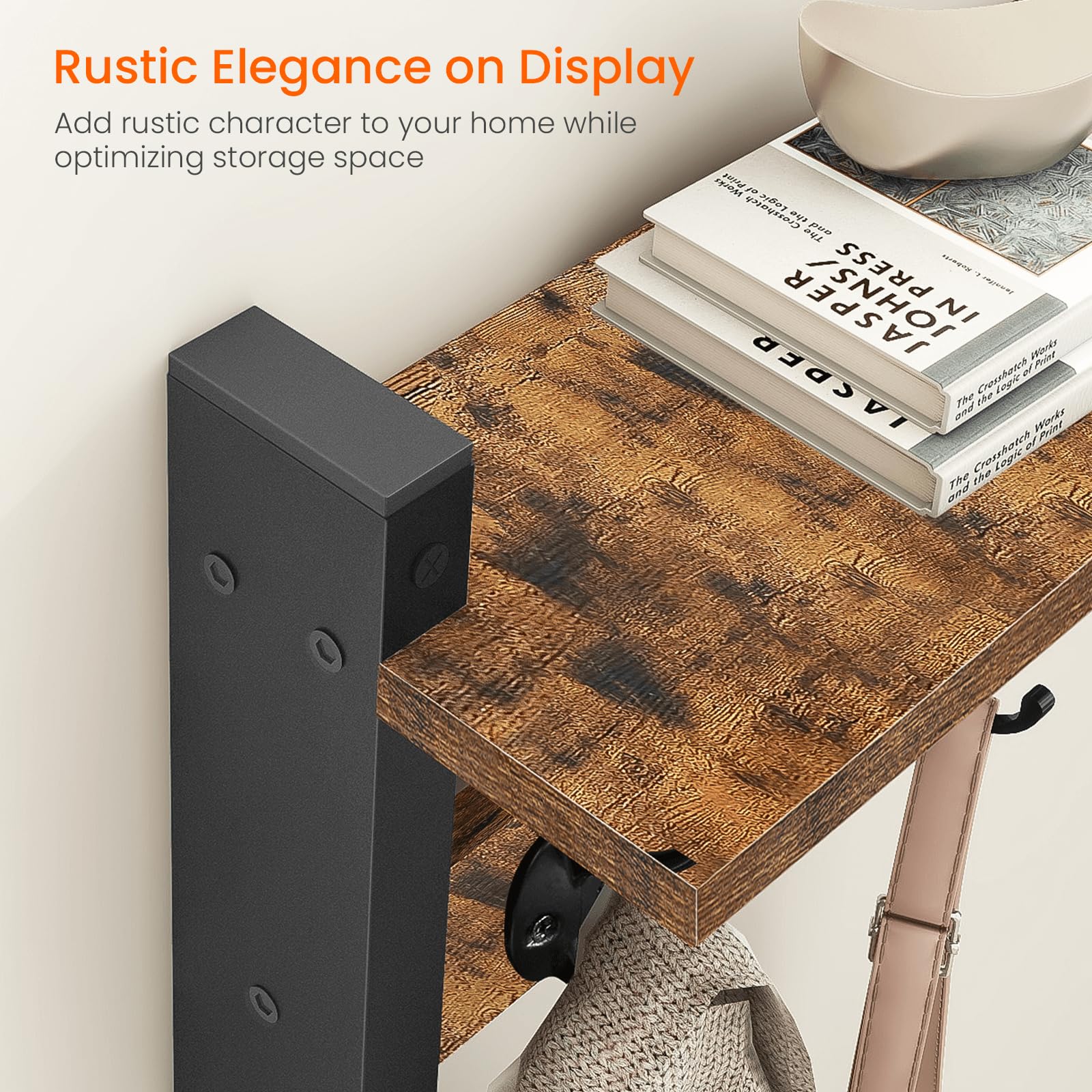 Five metal hooks on Homode rack for versatile hanging options