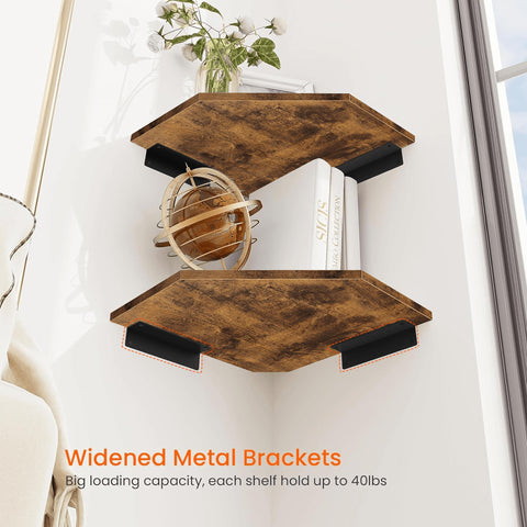 Homode wooden corner shelves suitable for bathroom, bedroom, and kitchen display.