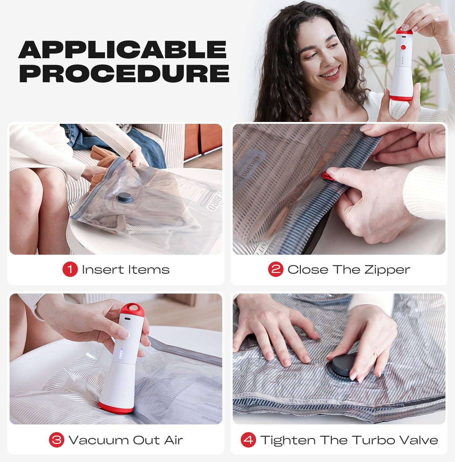 HOMOH six large vacuum bags fit coats and towels efficiently