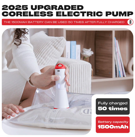 HOMOH compact USB pump in action for fast air removal during packing