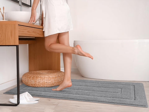 HOMORE Grey bathroom rug 24x60 long runner fits bathrooms, kitchens, and more.