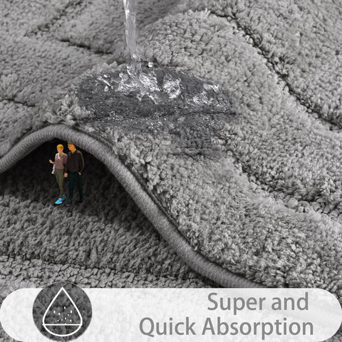 HOMORE Grey bathroom rug 24x60 machine washable for easy care and color longevity.