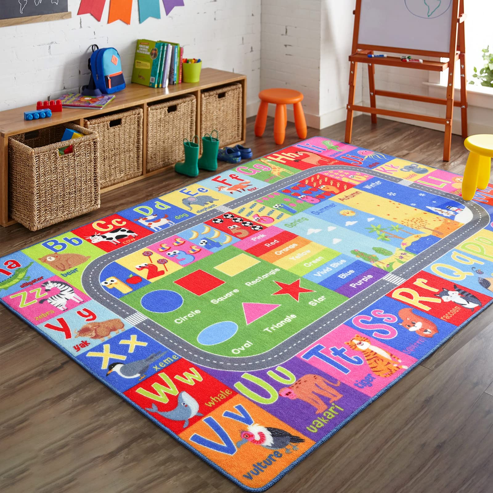 HOMORE Kids Educational Rug with alphabet visuals for early literacy at home or school.