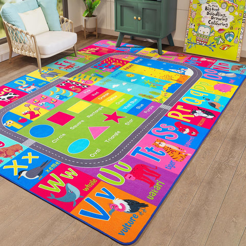 HOMORE rug designed for classroom or playroom use with durable construction.