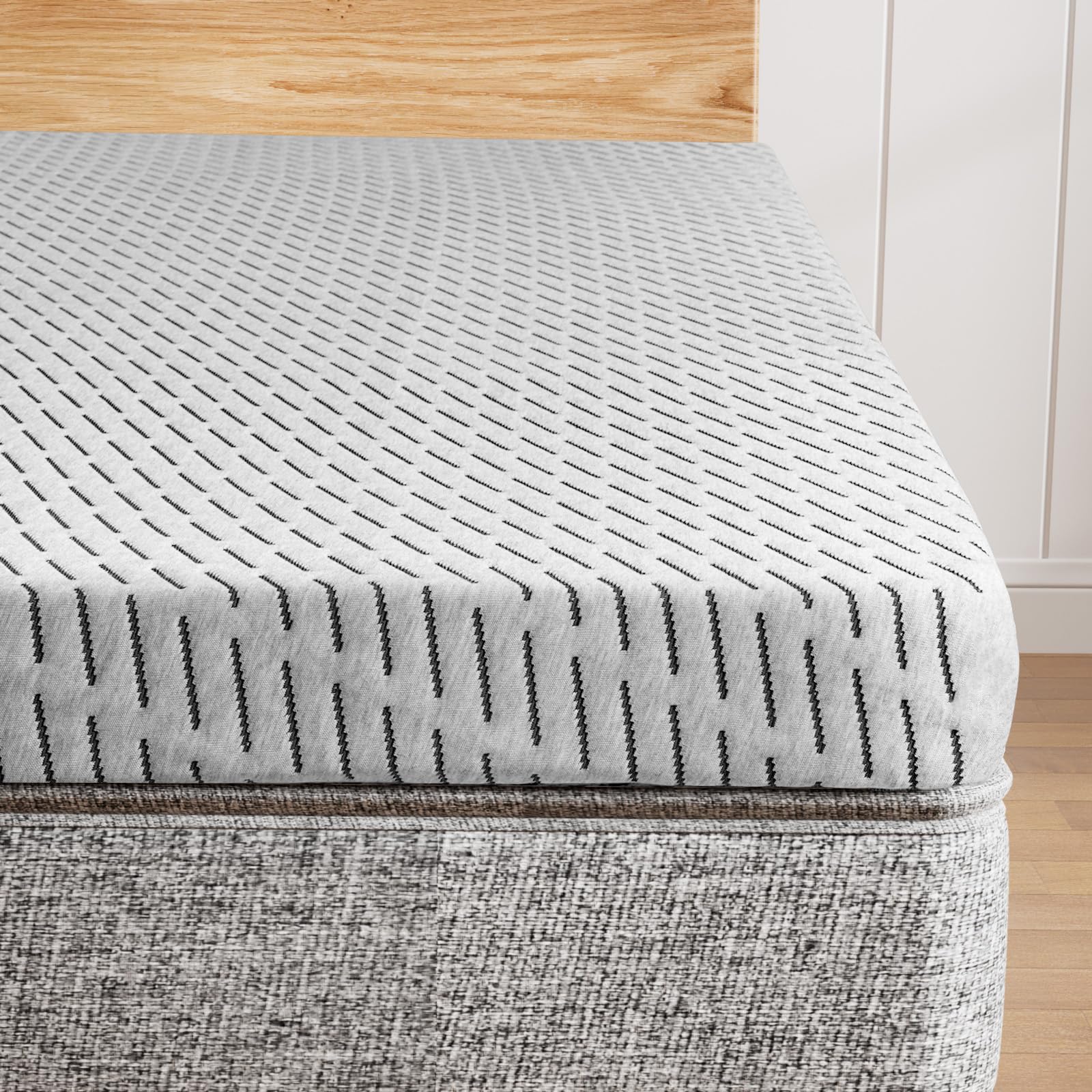 HOMRELEXA firm topper cover closeup highlighting breathable bamboo fabric for cooler sleep
