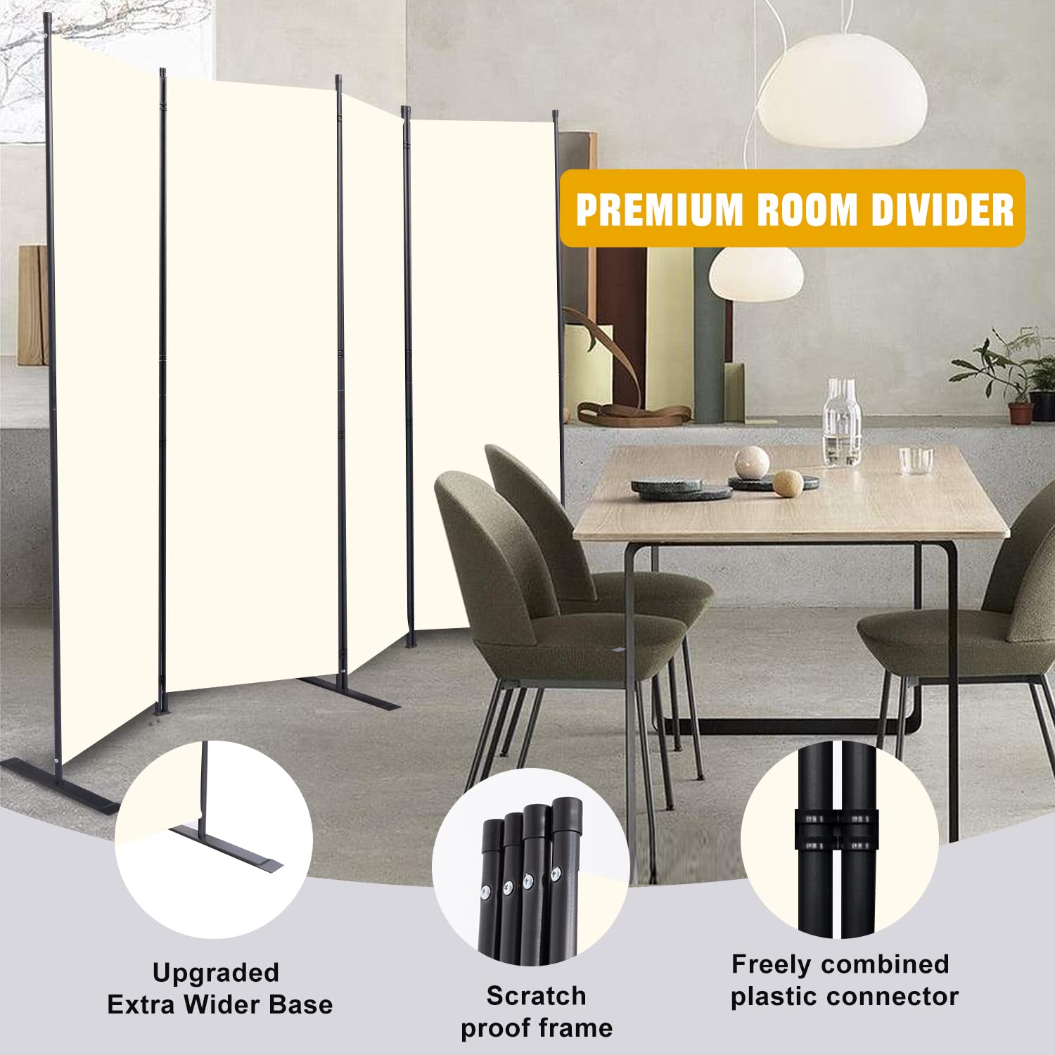 HOMSCREENER 88-inch fabric panel offers private, wrinkle-resistant screening.
