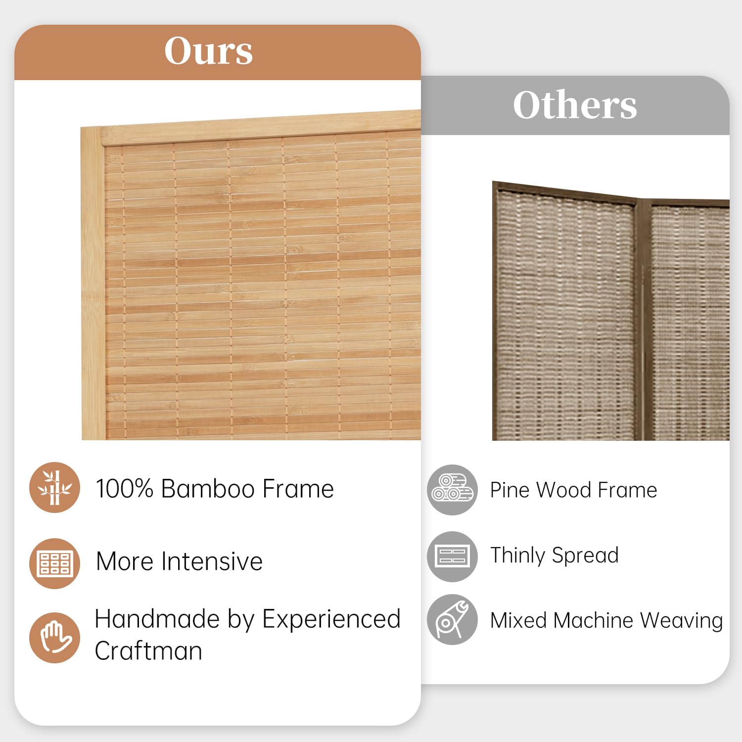 HOMSCREENER Bamboo Room Divider folded storage keeps spaces tidy when not in use.