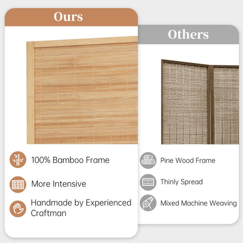 HOMSCREENER Bamboo Room Divider folded storage keeps spaces tidy when not in use.