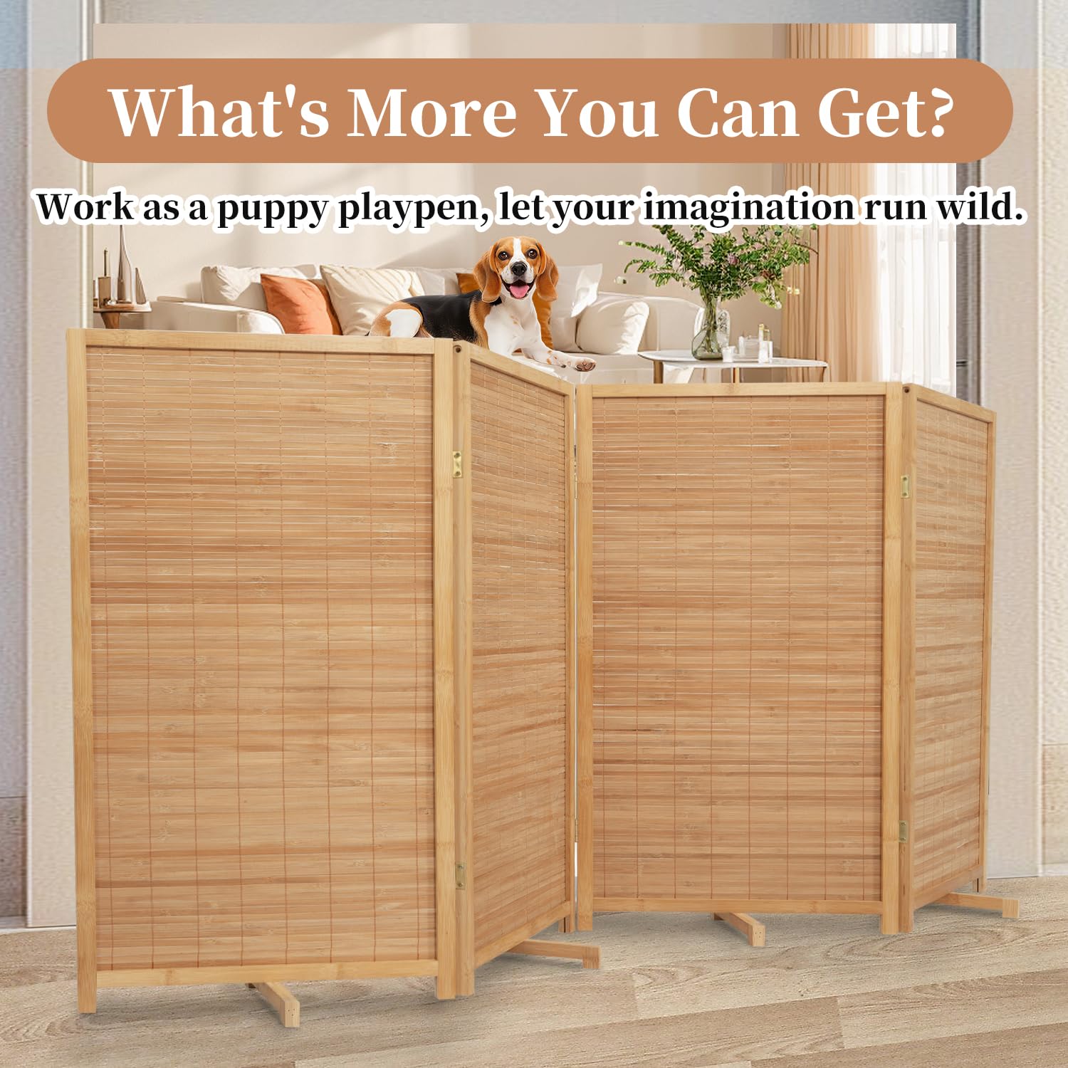 HOMSCREENER Bamboo Room Divider portable design fits compact rooms.
