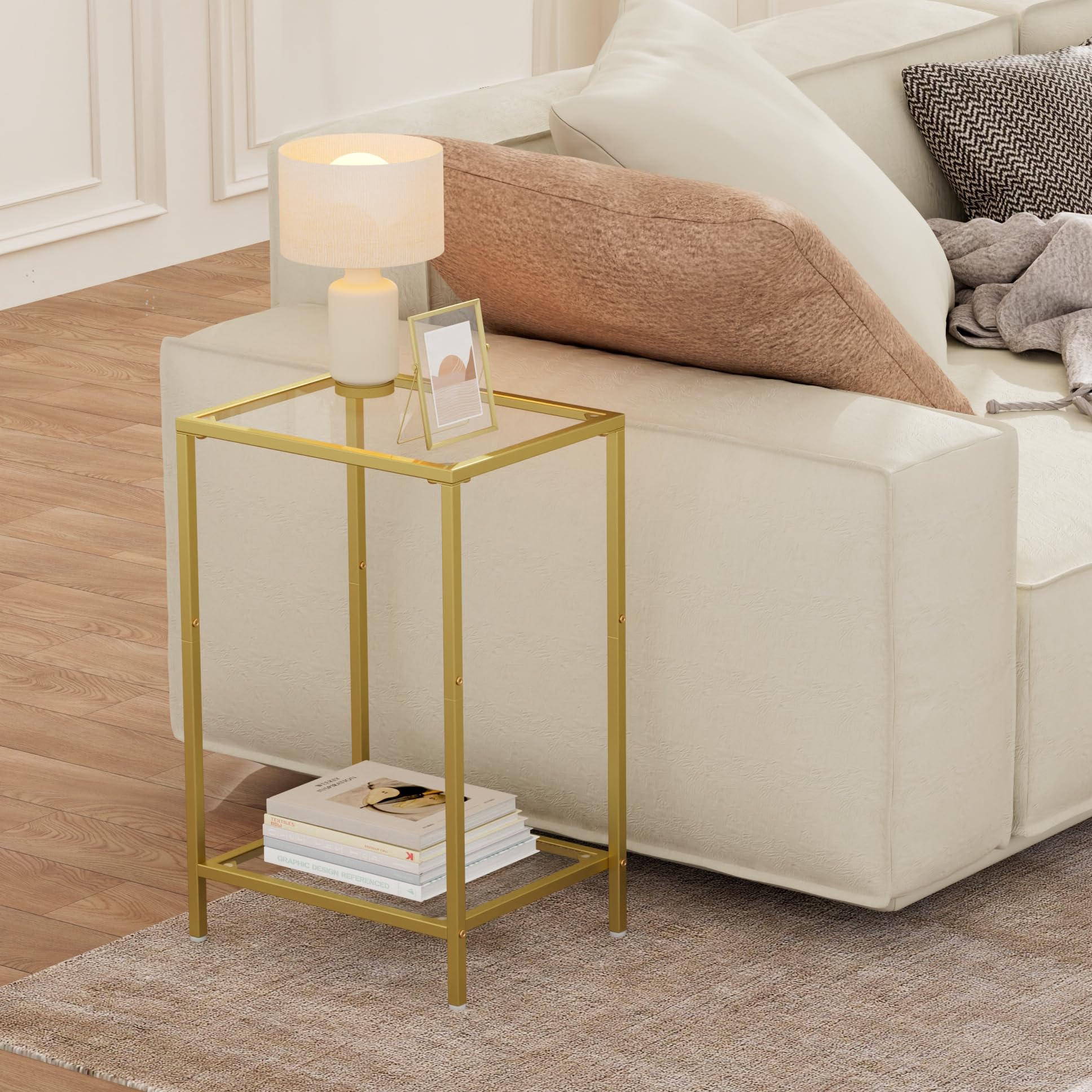 HOMSHO compact bedroom nightstand next to bed