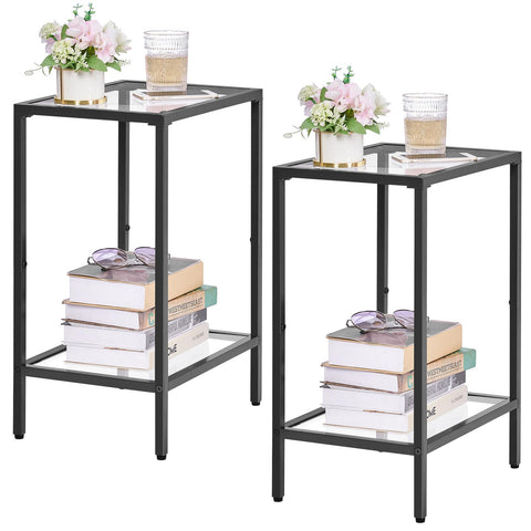 HOMSHO compact 11.8 inch depth fits beside sofa.
