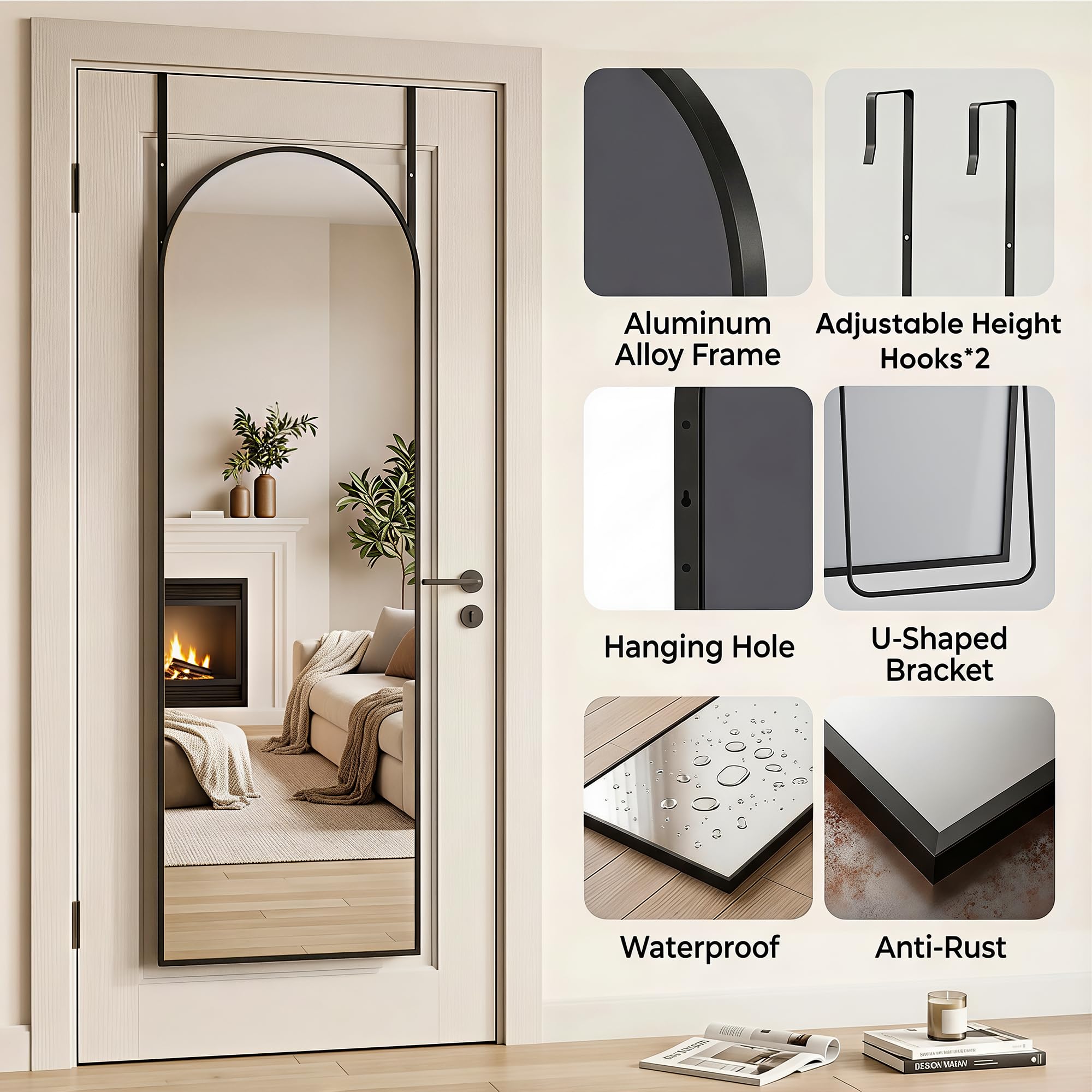 Homsion adjustable door hooks ensure a secure fit.