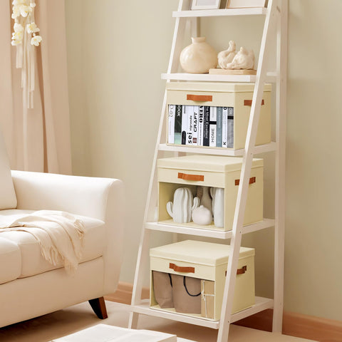 Homsorout bedroom organizer bin in beige, foldable for flexible storage.