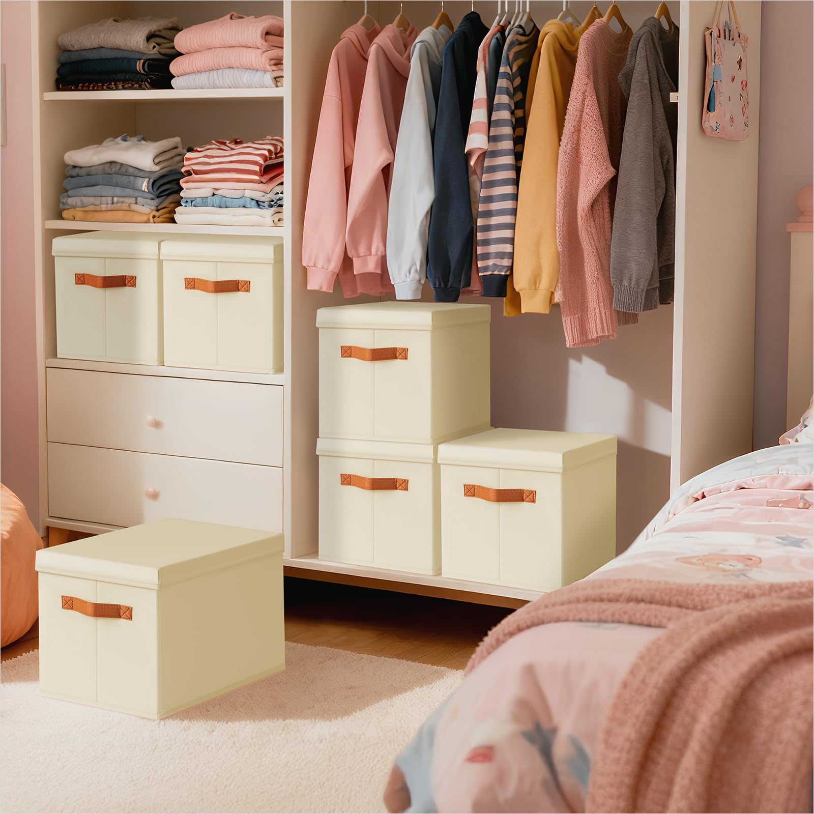 Homsorout bins with handles enable portable organization