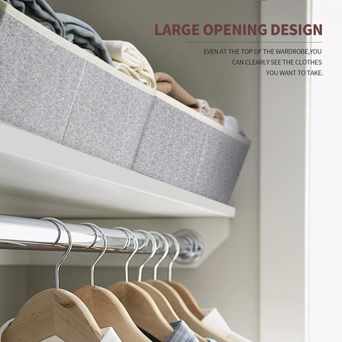 Homsorout closet bin stacked on shelf saves space.