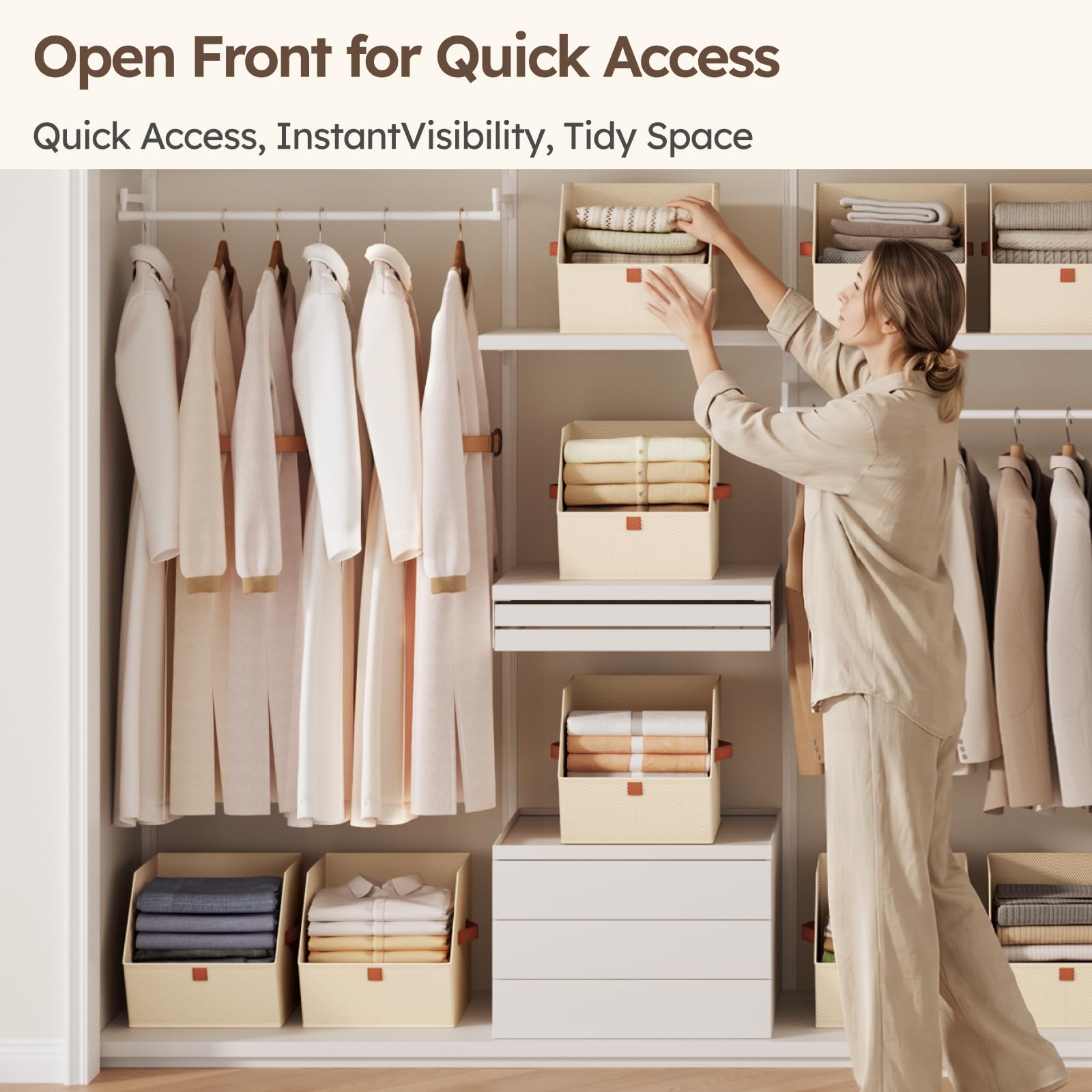 Homsorout closet cubes featuring dual handles ideal for portable organization