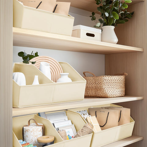 Homsorout beige storage bin enhancing closet and laundry organization