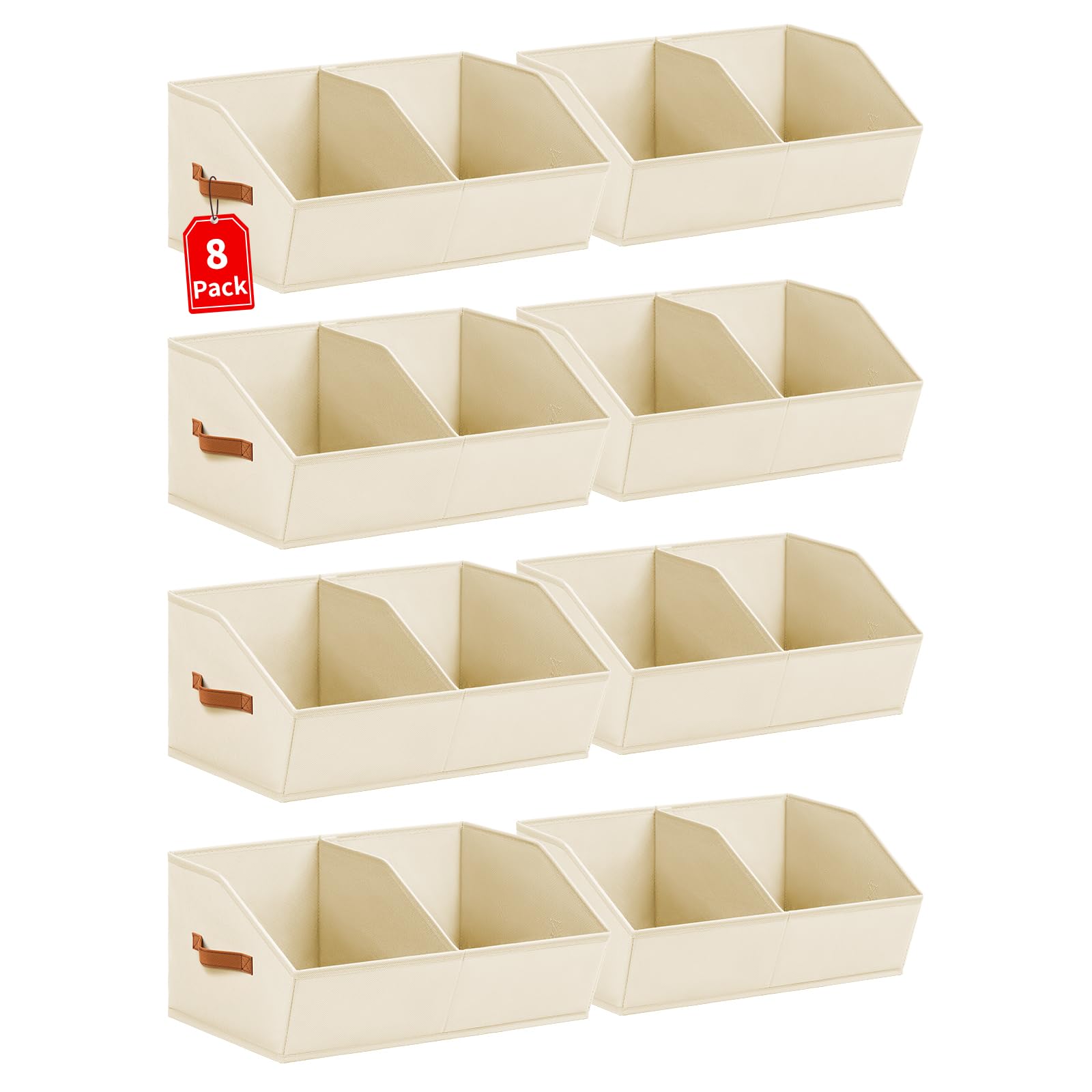 Homsorout beige trapezoidal storage bin on a shelf for organized wardrobe storage