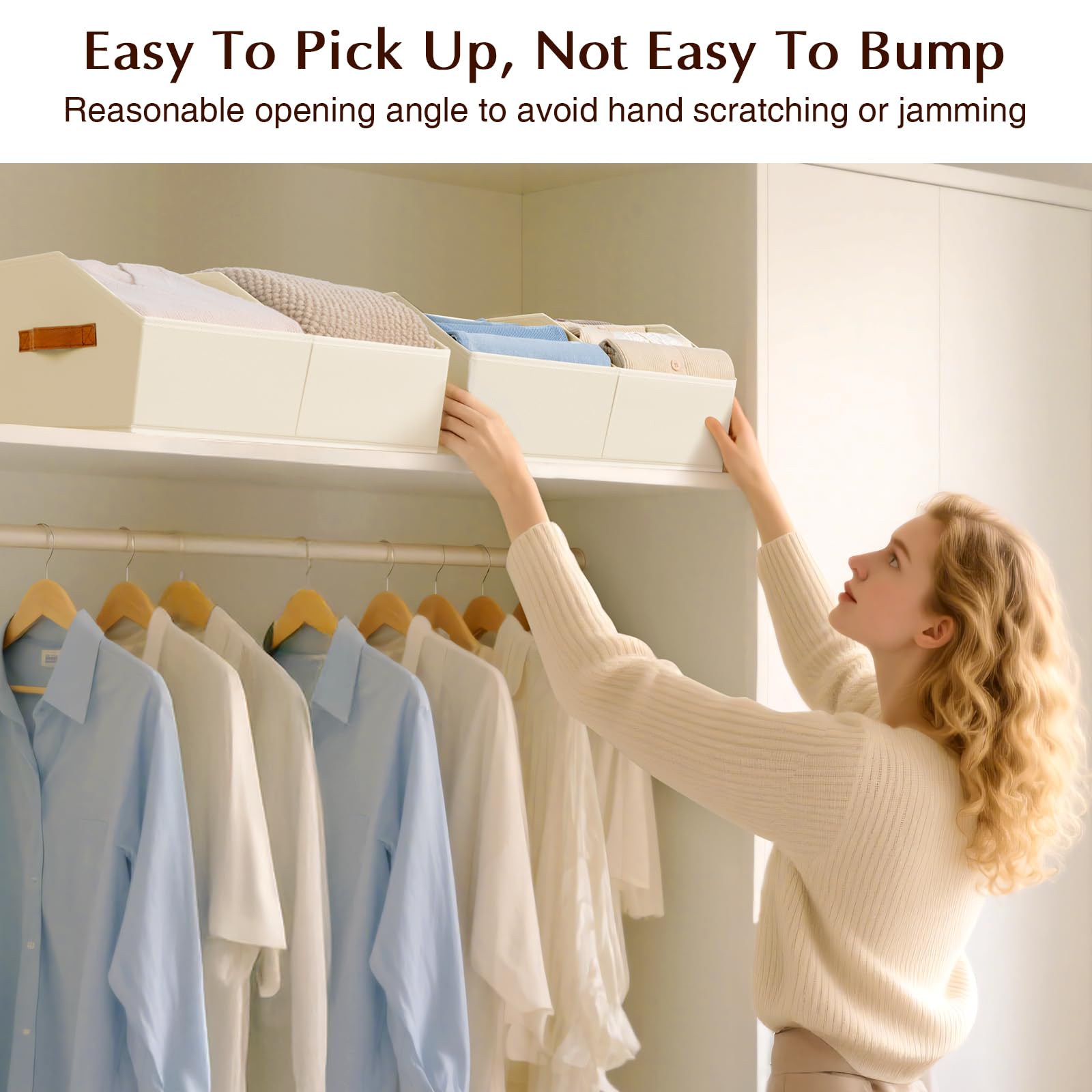 Homsorout orange-handle bin shown with easy-access design