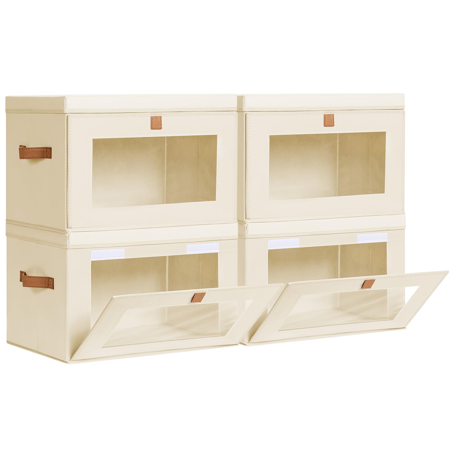 Homsorout collapsible storage bin with front opening for easy access on high shelves