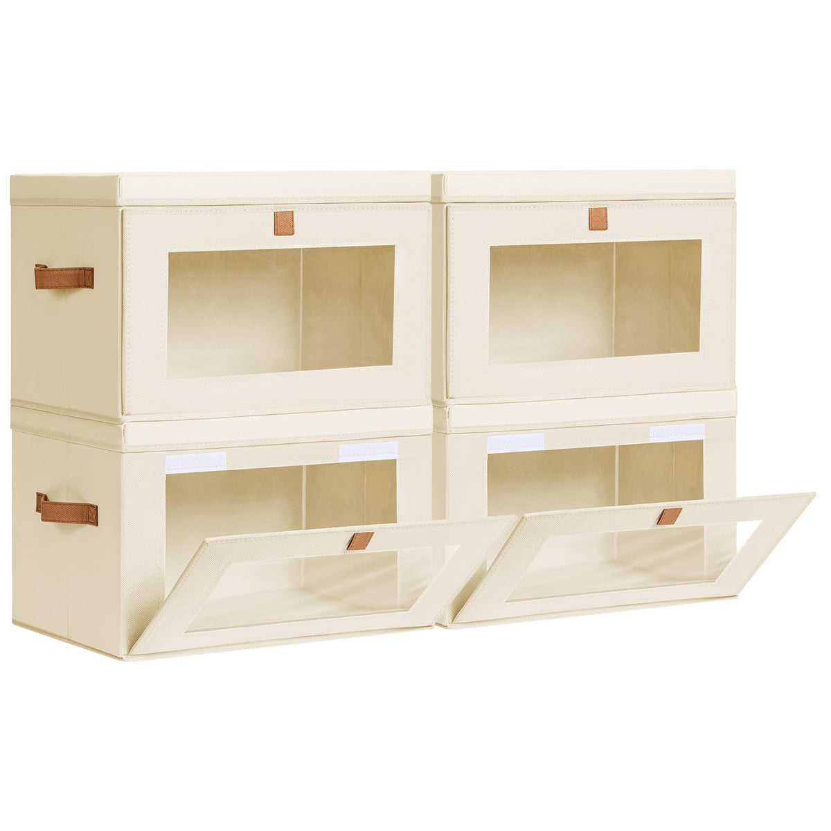 Homsorout collapsible storage bin with front opening for easy access on high shelves