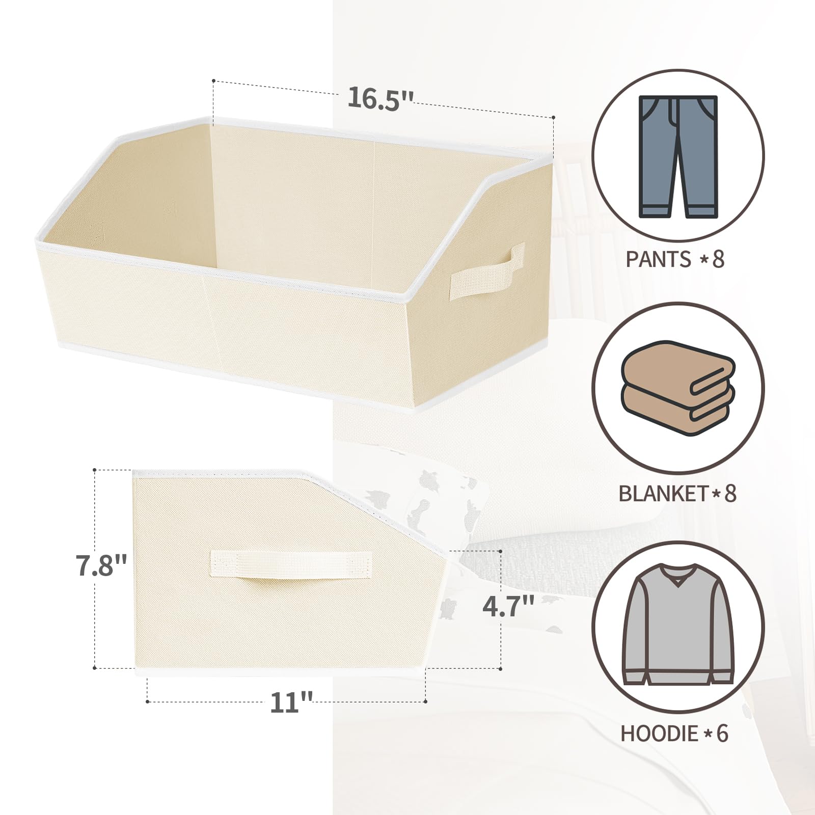Homsorout collapsible storage bin front view for quick access