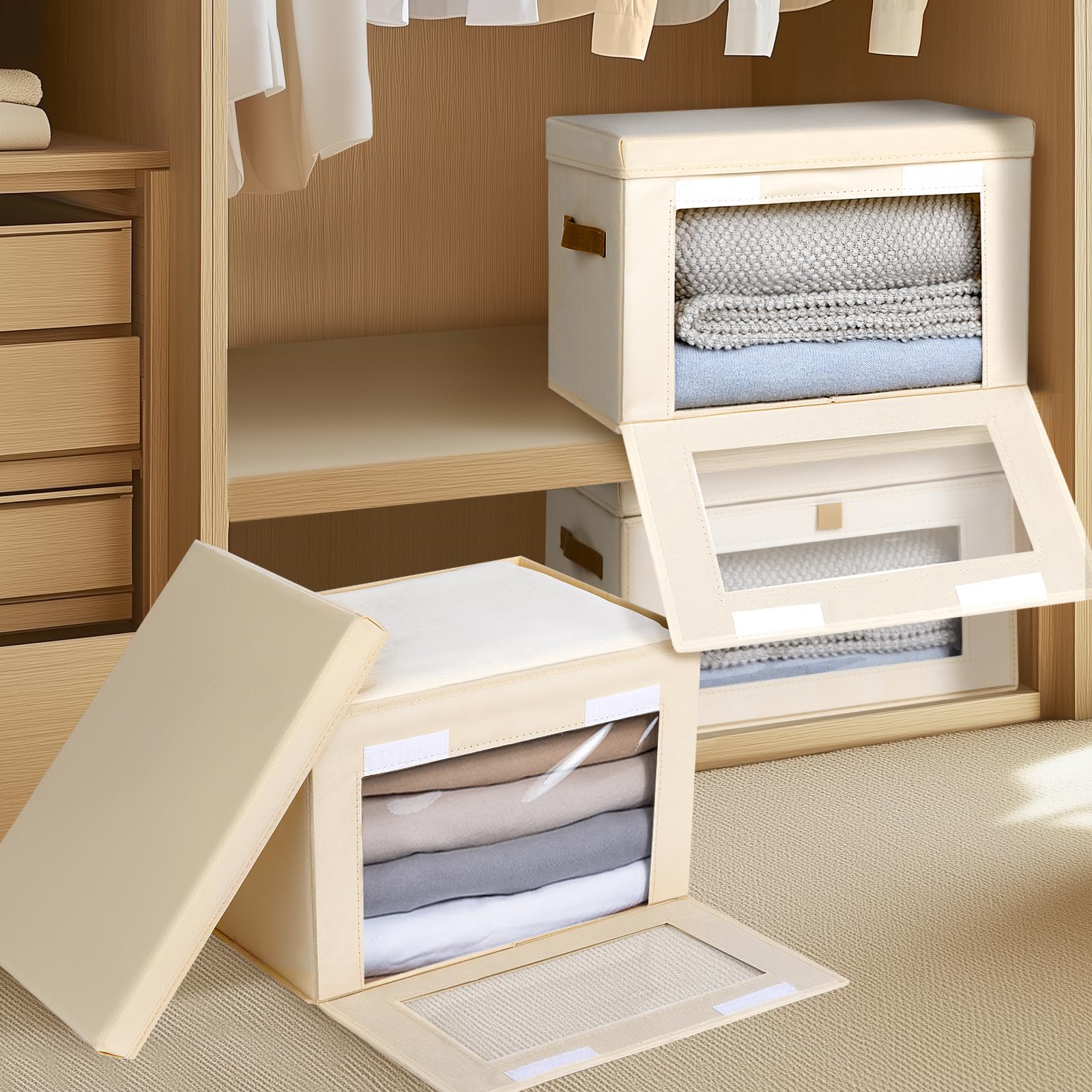 Homsorout storage bin showing two durable handles for easy carrying
