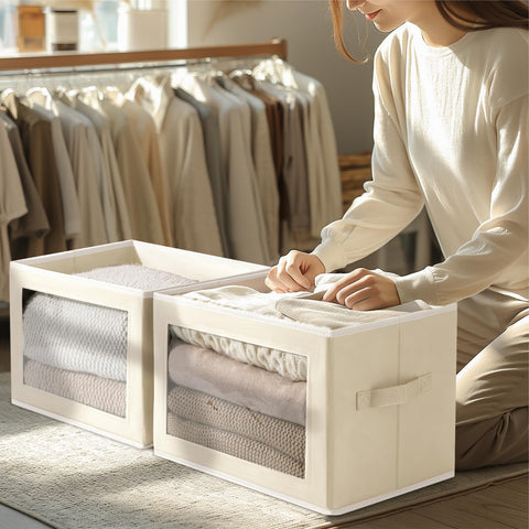 Homsorout fabric bin made with breathable non-woven material.