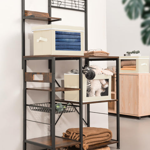 Homsorout fabric storage bin folds flat when not in use to save space.