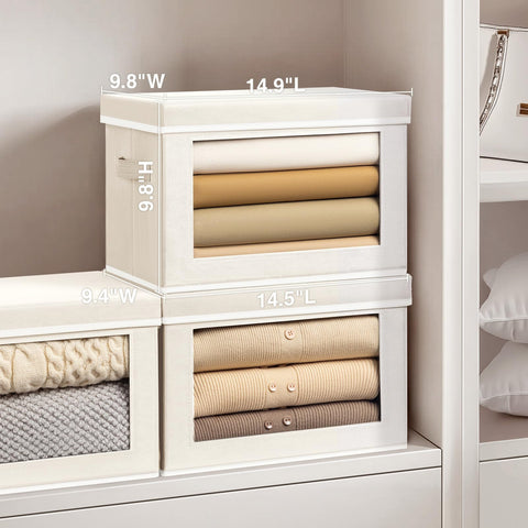 Homsorout large capacity fabric storage bin in beige organizes clothes and towels.