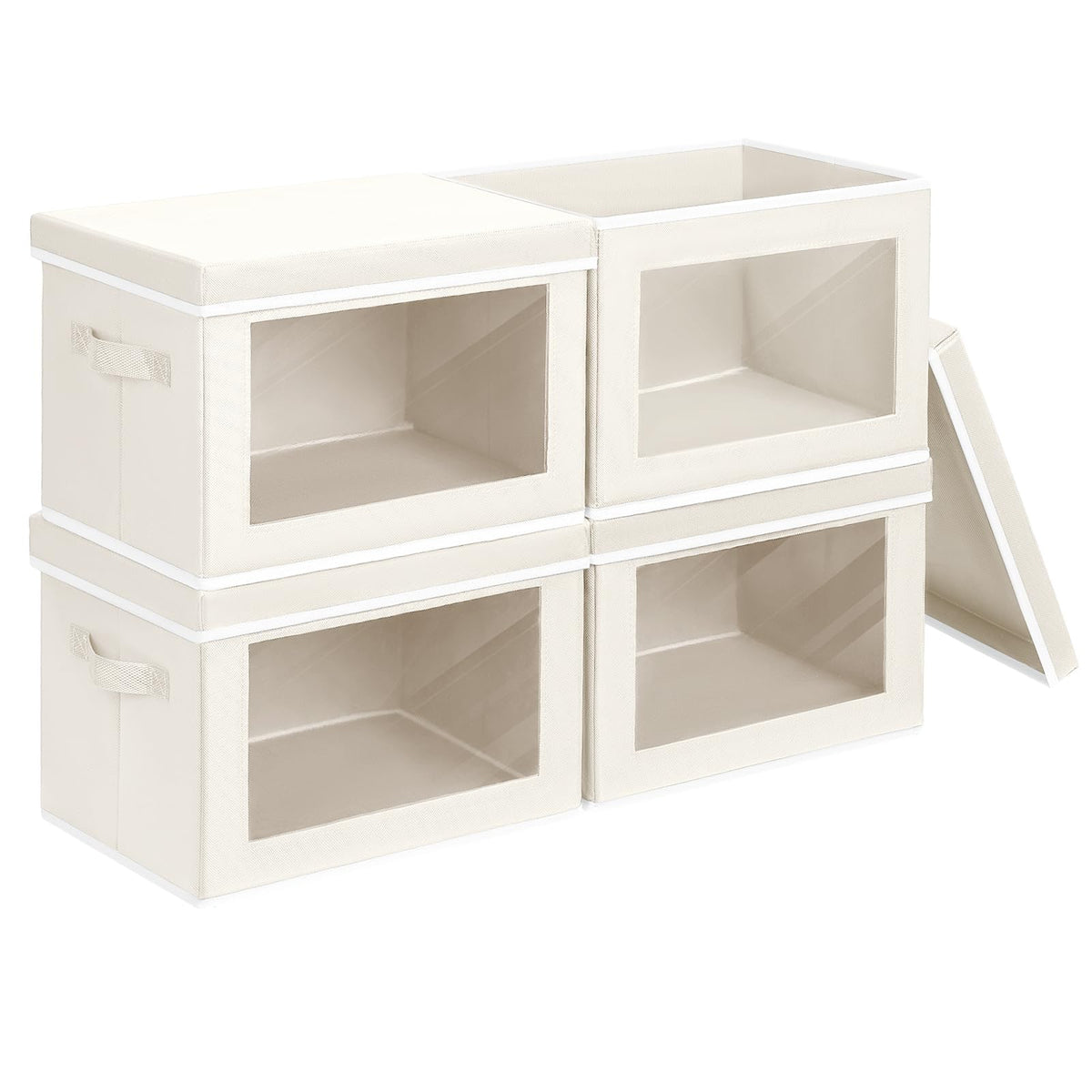 Homsorout fabric storage bin with window shows contents at a glance for quick closet access.