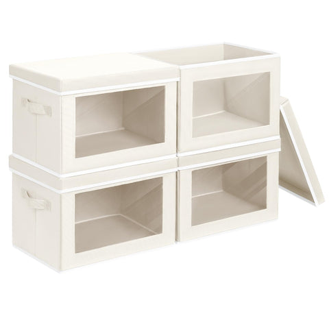 Homsorout fabric storage bin with window shows contents at a glance for quick closet access.