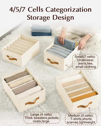 Homsorout grid-division configuration 4-5-7 cells keeps outfits organized by size.