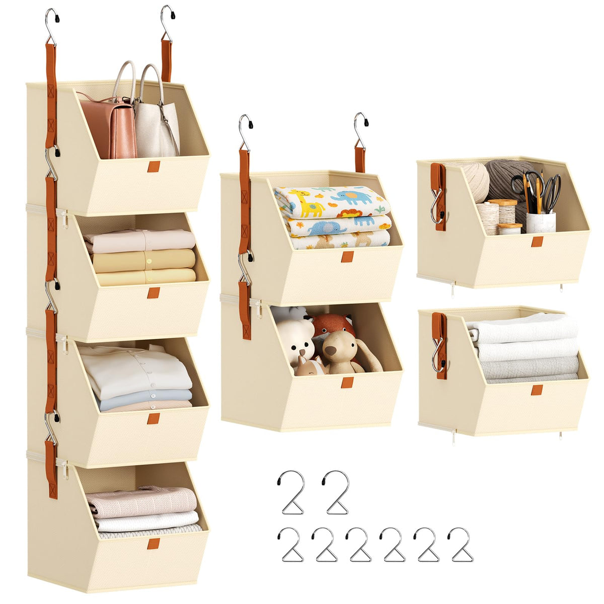 Homsorout 4-tier hanging closet organizer with stable shelves for organized clothes