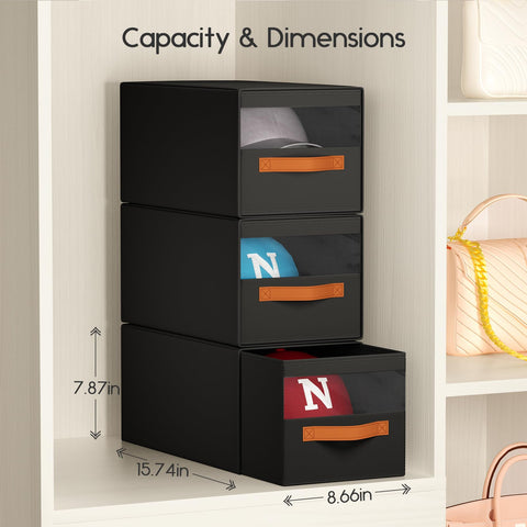Homsorout three pack hat storage neatly stores caps in a closet