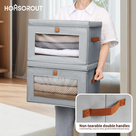Homsorout large-capacity closet bin fits clothes and blankets