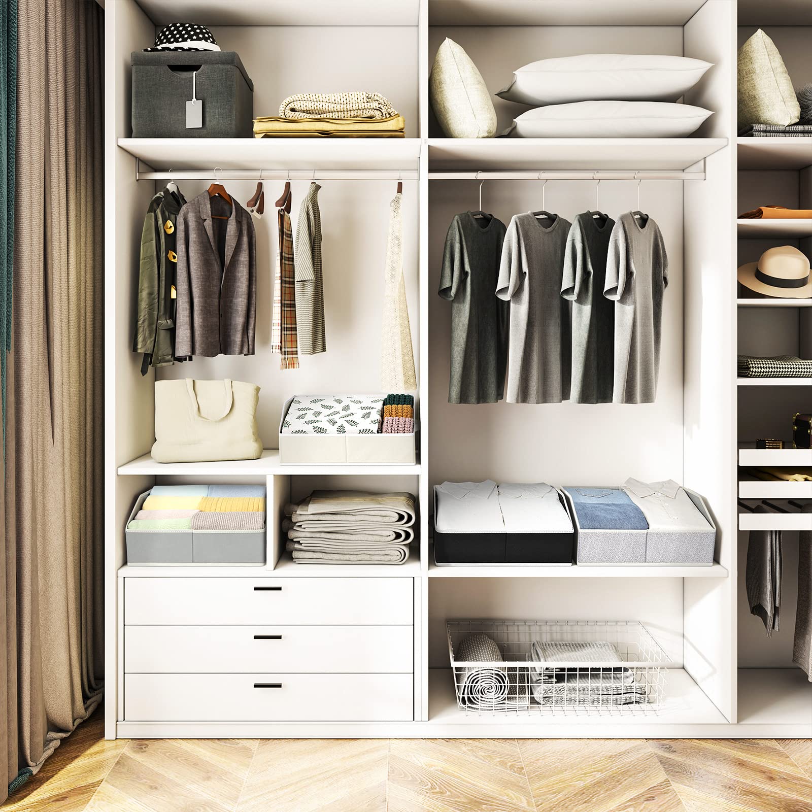 Homsorout bin folded for storage, space-saving closet solution
