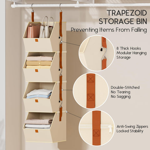 Homsorout modular detachable bins zipped together for flexible closet storage