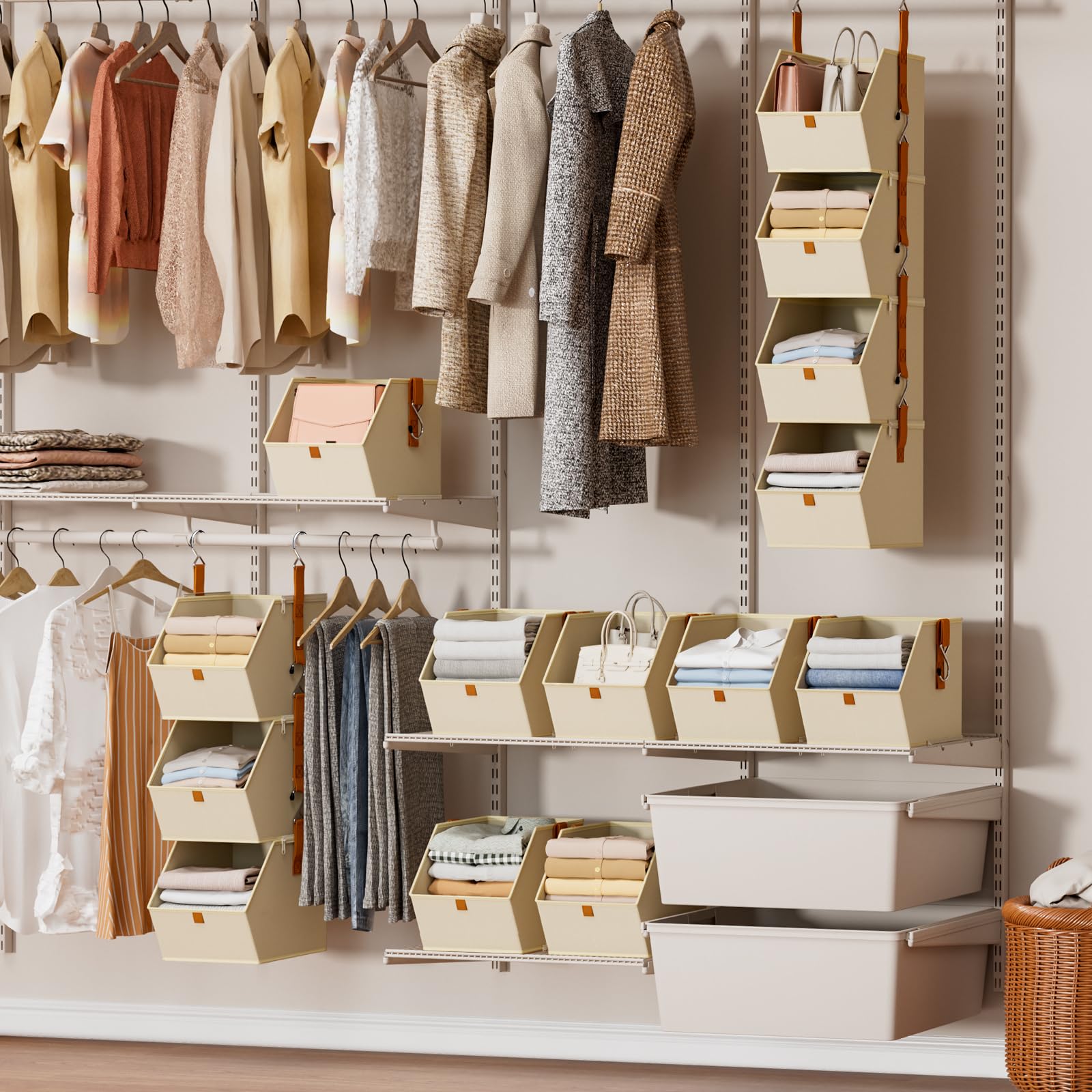Homsorout open shelves provide easy access to frequently worn items