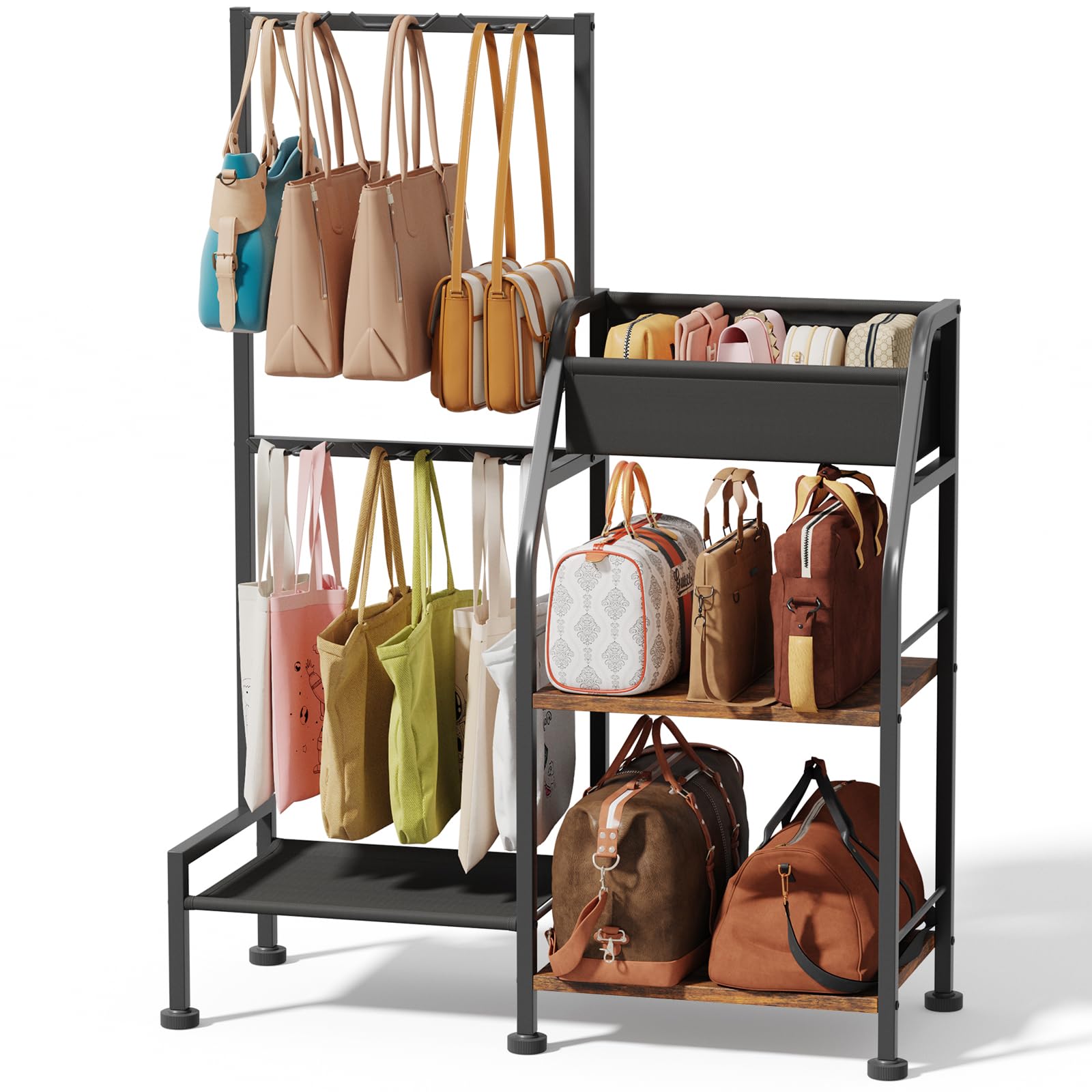 Homsorout Purse Organizer 3-tier storage keeps bags visible and accessible.