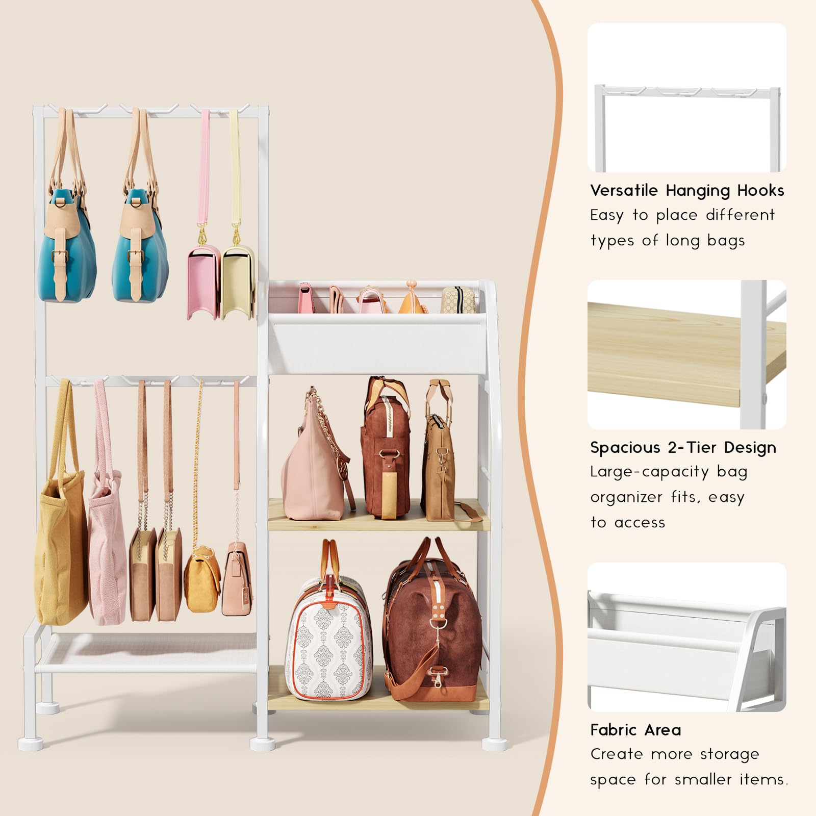 Homsorout sturdy-metal-wood frame supports heavy bags with stability
