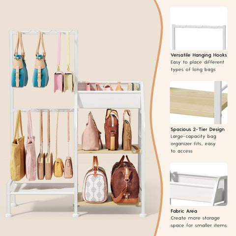 Homsorout sturdy-metal-wood frame supports heavy bags with stability
