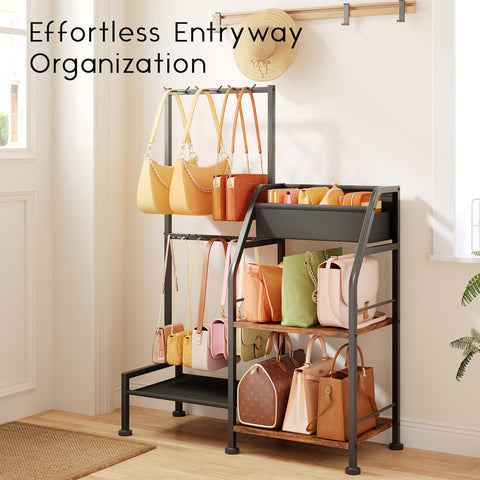 Homsorout Purse Organizer sturdy metal and wood construction.