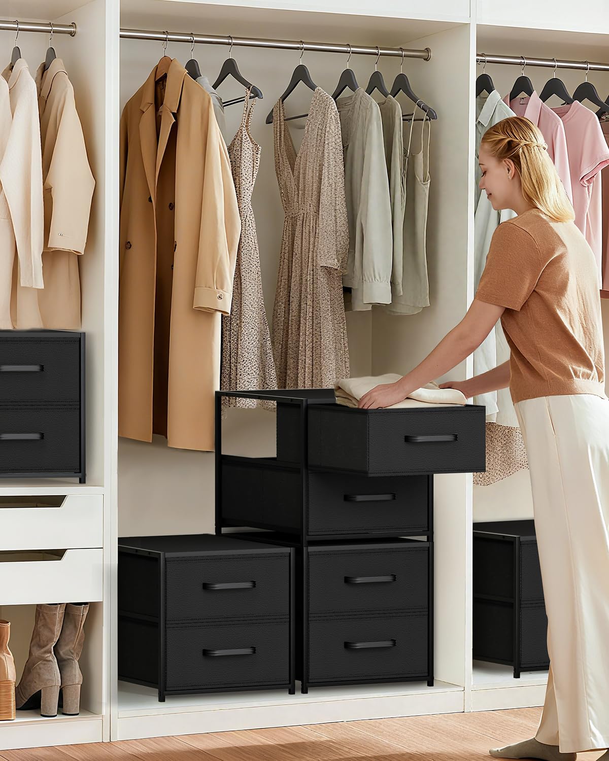 Homsorout fabric drawer closeup highlights reinforced edges for durability.