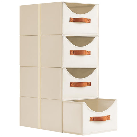Homsorout stackable drawers setup keeps shelves neat and accessible.