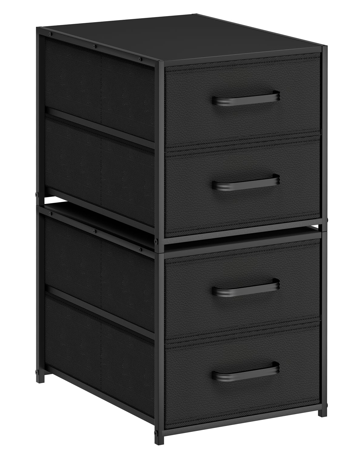 Homsorout stackable drawers top surface shows a tidy nightstand for books and chargers.
